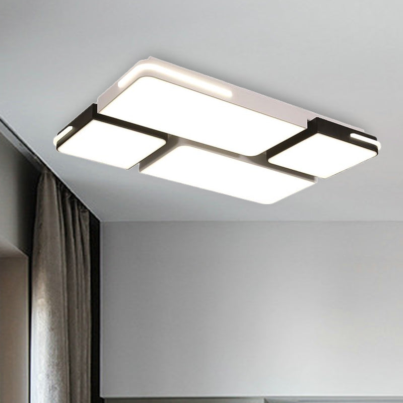 Contemporary Square/Rectangle Acrylic Flush Pendant Light - Led White Mount Lighting