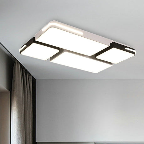Contemporary Square/Rectangle Acrylic Flush Pendant Light - Led White Mount Lighting (21.5/37.5
