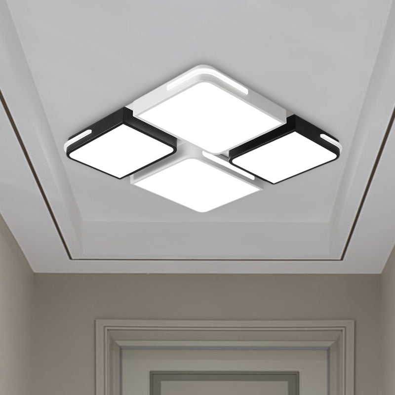 Contemporary Square/Rectangle Acrylic Flush Pendant Light - Led White Mount Lighting