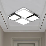 Contemporary Square/Rectangle Acrylic Flush Pendant Light - Led White Mount Lighting (21.5/37.5