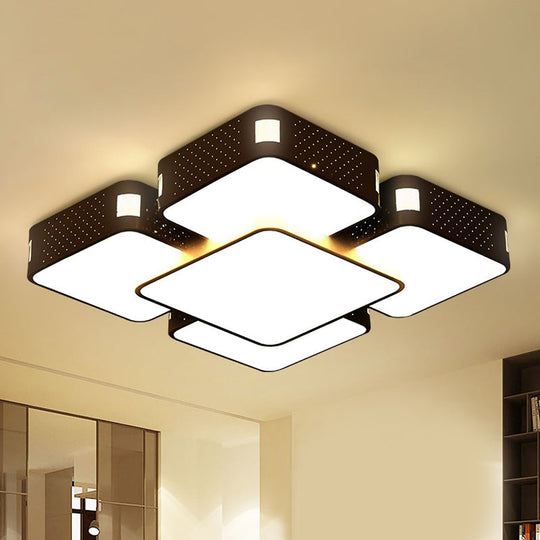 Modern Cube Flush Mount Lamp - 22’/38’/47’ Acrylic Led Ceiling Light In Black/White