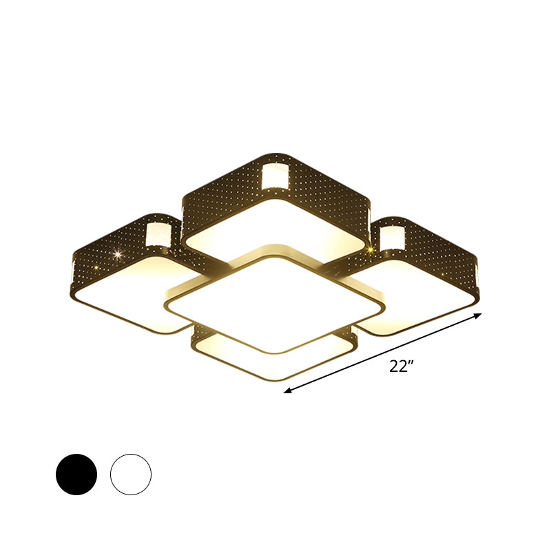 Modern Cube Flush Mount Lamp - 22’/38’/47’ Acrylic Led Ceiling Light In Black/White