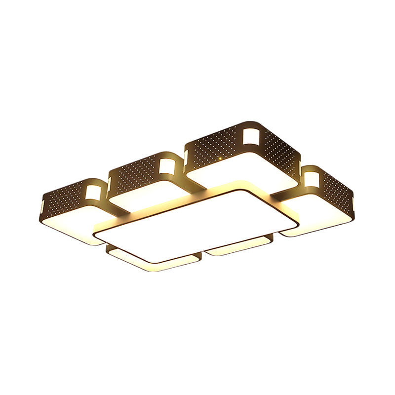 Modern Cube Flush Mount Lamp - 22’/38’/47’ Acrylic Led Ceiling Light In Black/White