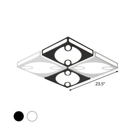 Contemporary Square Ceiling Mounted Light With Oval Pattern 19.5/23.5 W Led Flush Mount Lamp