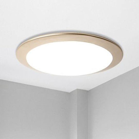 Nordic Acrylic Gold/Silver Flush Ceiling Light With Integrated Led - Bedroom Lamp 16/20 Dia