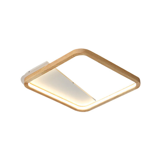 Simple Wooden Rectangular Led Flush Mount Ceiling Light - 13/17/21 Wide