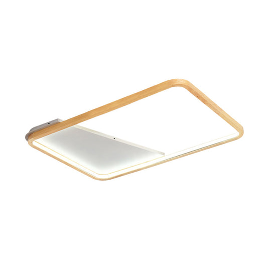 Simple Wooden Rectangular Led Flush Mount Ceiling Light - 13’/17’/21’ Wide
