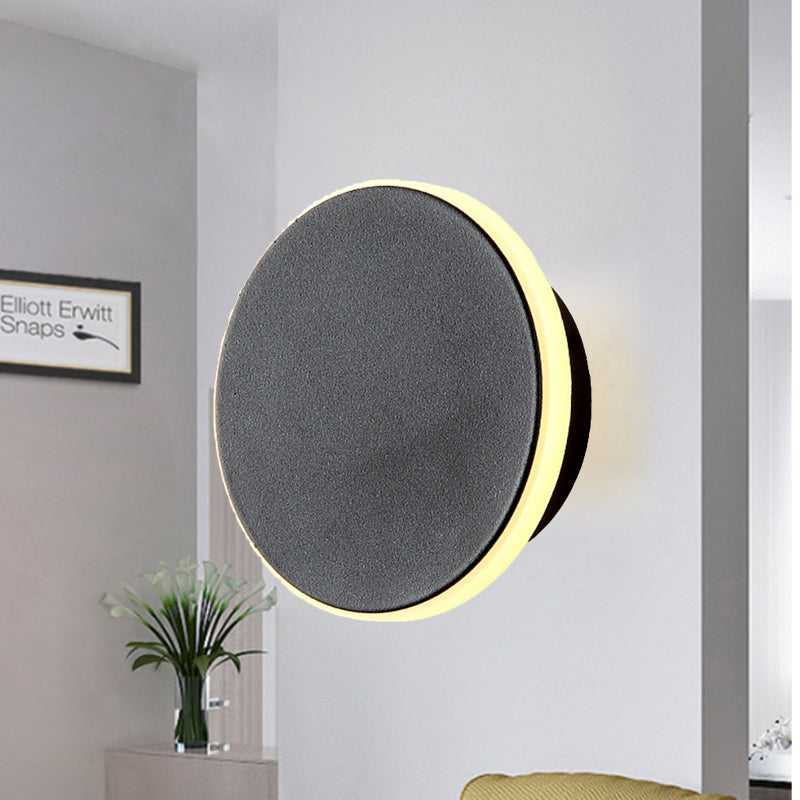 Modern Black/White Led Disc Sconce: Single Acrylic Wall Light In Warm/White