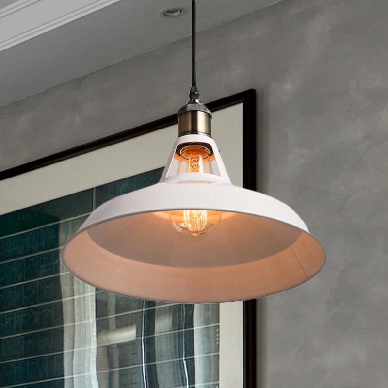 Modern Loft Style Barn Shade Pendant Ceiling Light 10.5’/12’/15’ W In Black/White For Dining