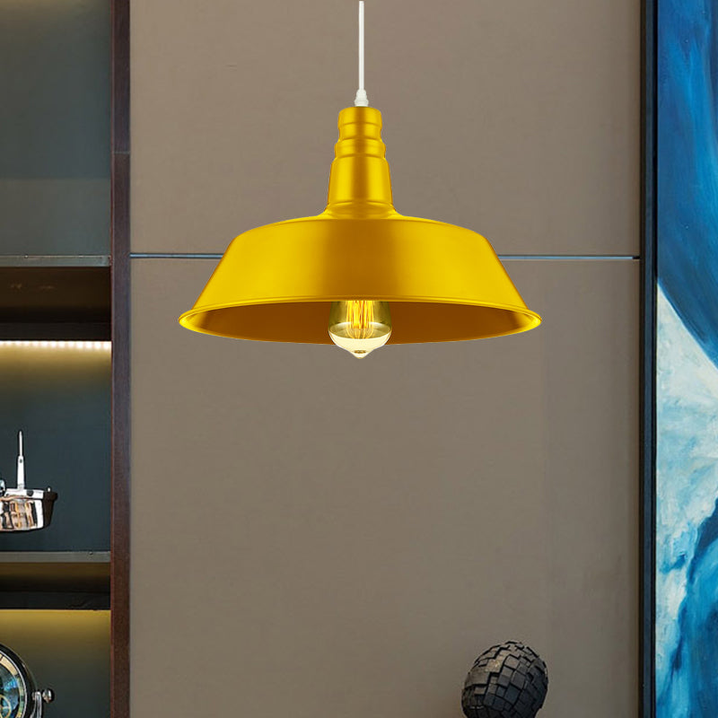 Barn Living Room Pendant Lighting - 10/14 Inch Wide Industrial Style Metal 1 Bulb Hanging Light