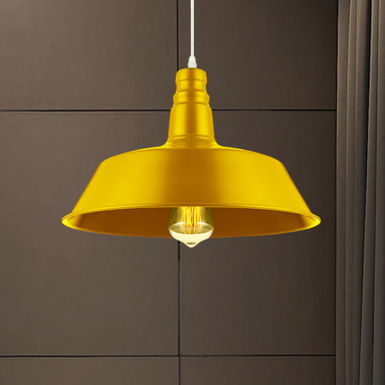 Barn Living Room Pendant Lighting - 10/14 Inch Wide Industrial Style Metal 1 Bulb Hanging Light