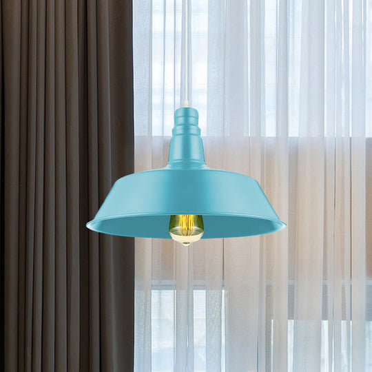 Barn Living Room Pendant Lighting - 10/14 Inch Wide Industrial Style Metal 1 Bulb Hanging Light