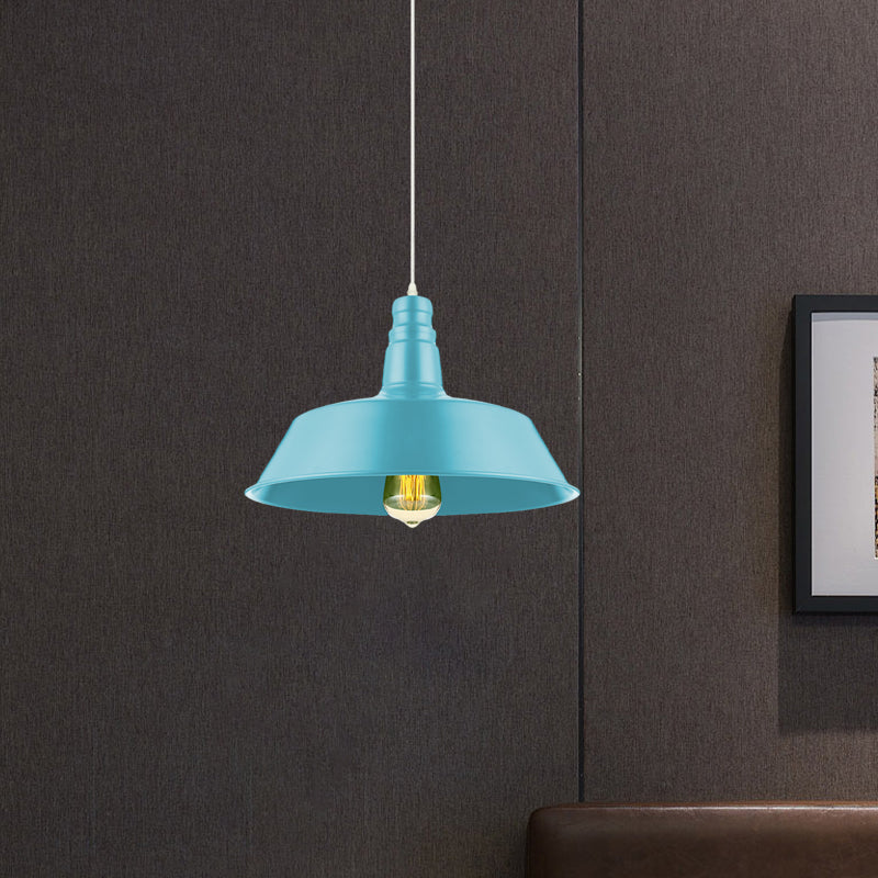 Barn Living Room Pendant Lighting - 10/14 Inch Wide Industrial Style Metal 1 Bulb Hanging Light