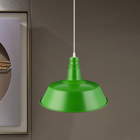 Barn Living Room Pendant Lighting - 10/14 Inch Wide Industrial Style Metal 1 Bulb Hanging Light