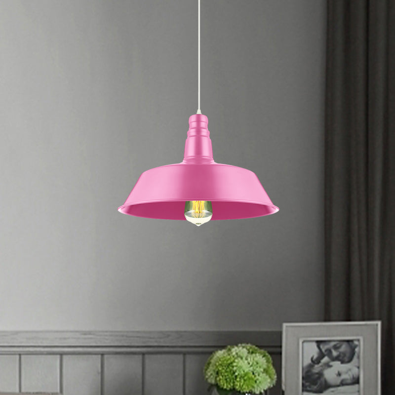 Barn Living Room Pendant Lighting - 10/14 Inch Wide Industrial Style Metal 1 Bulb Hanging Light