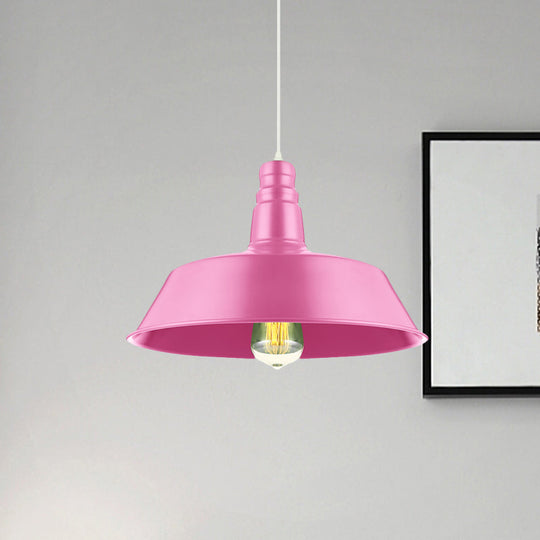 Barn Living Room Pendant Lighting - 10/14 Inch Wide Industrial Style Metal 1 Bulb Hanging Light