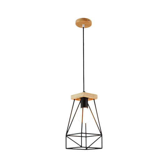 Modern Nordic Metal Cage Shade Pendant Light - Black/Blue