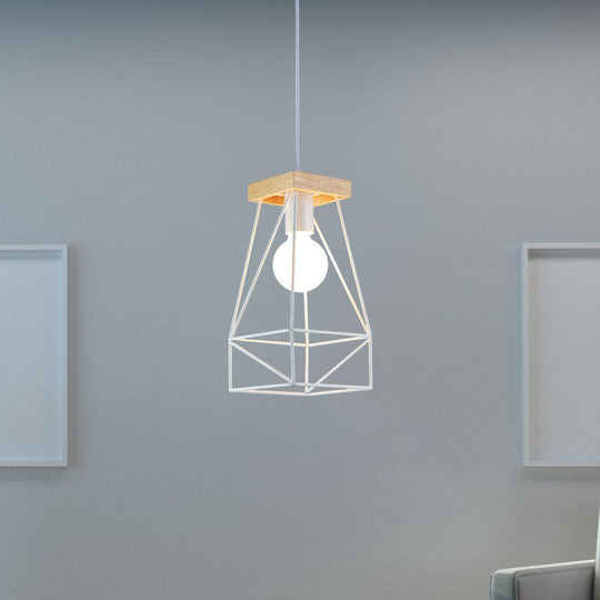Modern Nordic Metal Cage Shade Pendant Light - Black/Blue