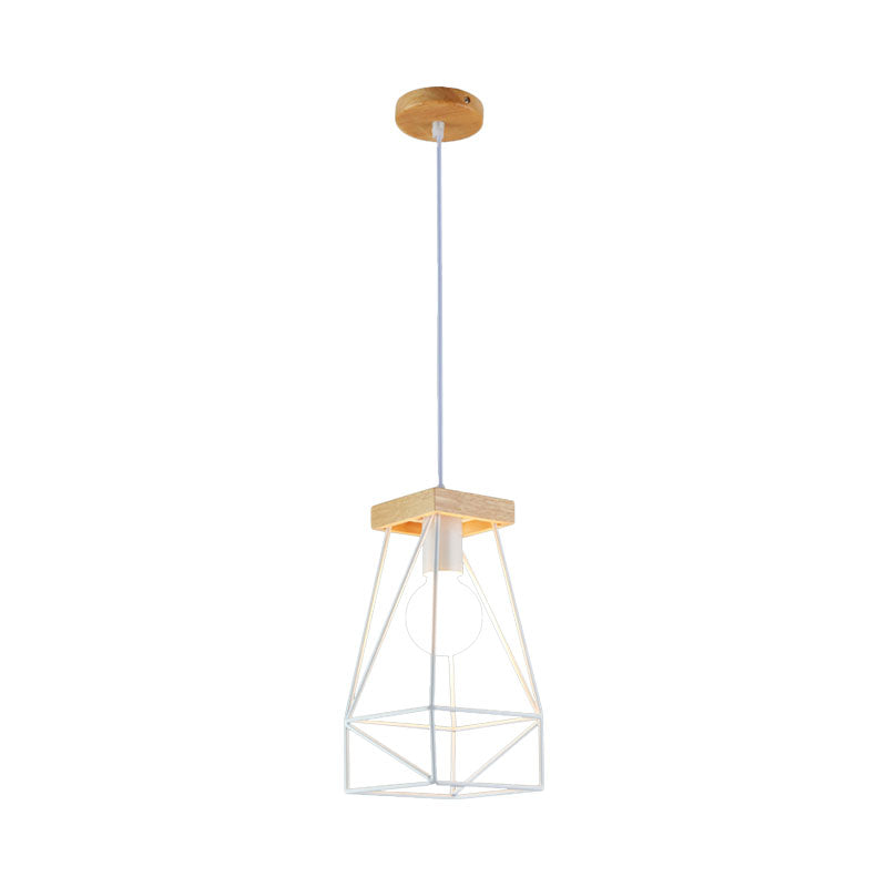 Modern Nordic Metal Cage Shade Pendant Light - Black/Blue