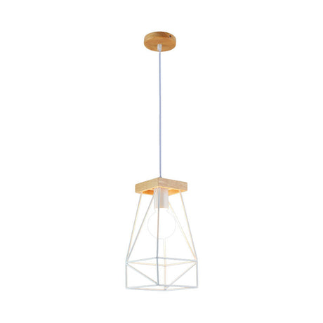 Modern Nordic Metal Cage Shade Pendant Light - Black/Blue
