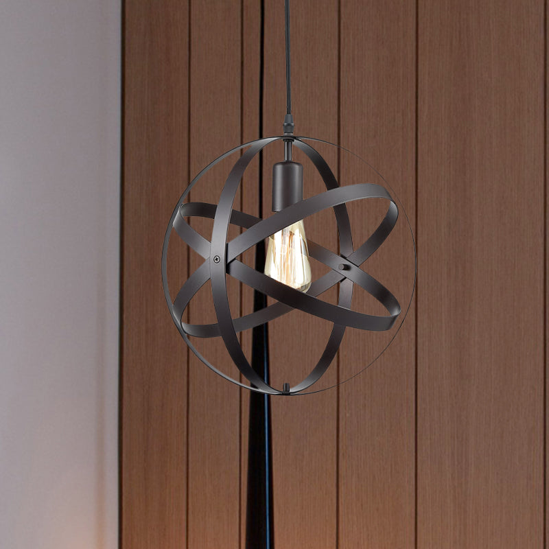 Modern Metal Hanging Light With Black Wire Frame For Living Room