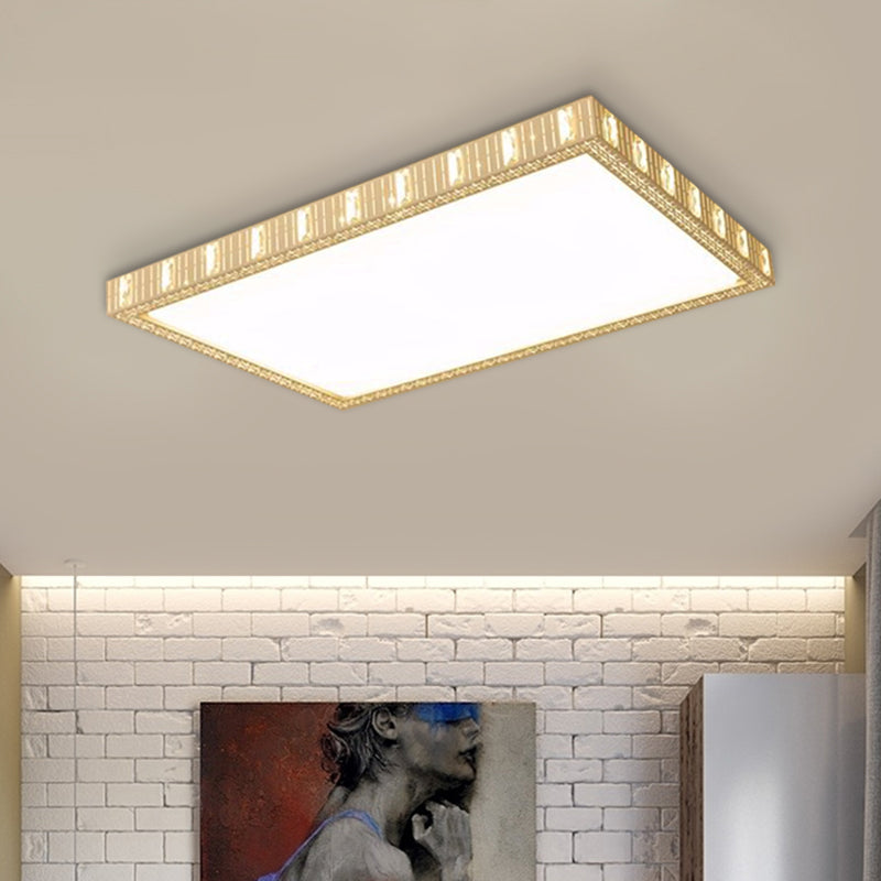 Minimalist Led White Flushmount Lamp - Ceramics Rectangular Flush Mounted Light