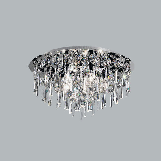 Contemporary Crystal Fringe Flush Mount Ceiling Light With 4 Chrome Heads