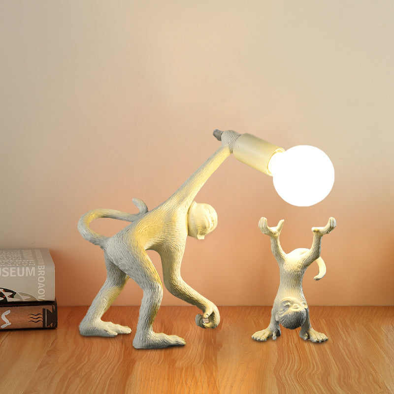 Elena - Resin Monkey Shape Night Table Light Creative 1 Bulb Gold/White/Black Reading Lighting For