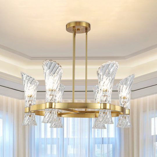 Modern Gold Metal 6 - Light Semi Flush Ceiling Light With Crystal Twisted Shade