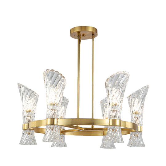 Modern Gold Metal 6 - Light Semi Flush Ceiling Light With Crystal Twisted Shade