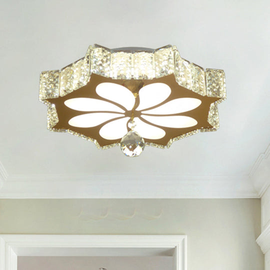 Modern Crystal Led Gold Flush Mount Lighting For Corridor - Flower Flushmount