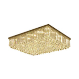 Contemporary Rectangle Led Flush Ceiling Light With Clear Crystal - Perfect For Living Room