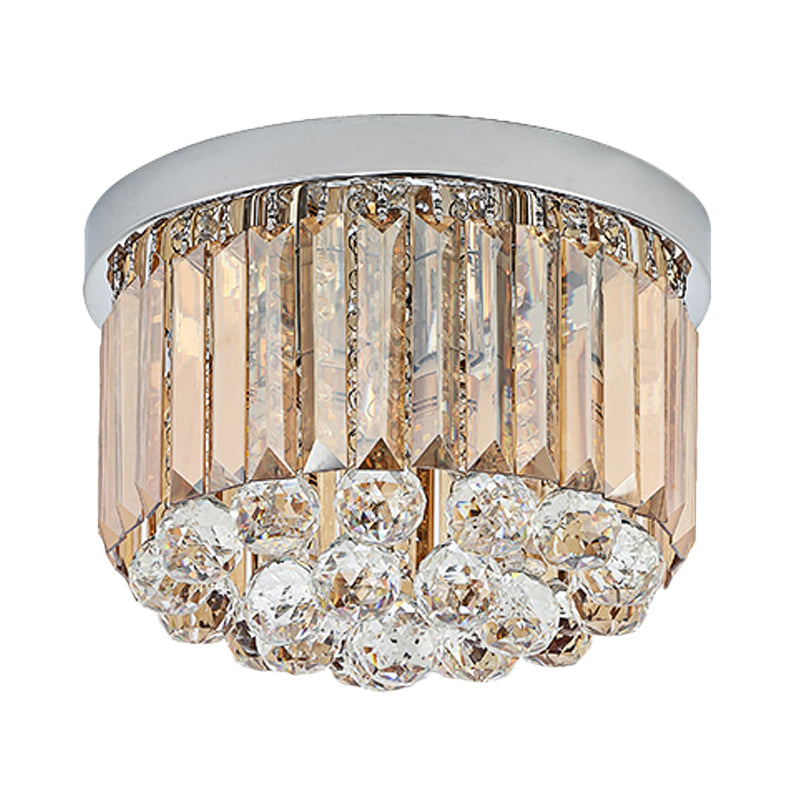 Minimal Round Crystal Orb Flush Mount Light With 4-Head Design In Chrome - Close To Ceiling Lighting