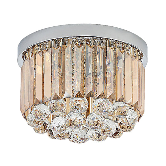 Minimal Round Crystal Orb Flush Mount Light With 4-Head Design In Chrome - Close To Ceiling Lighting