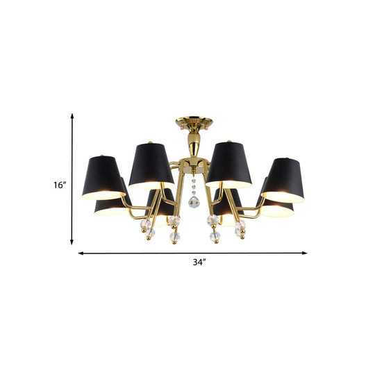 Conical Semi - Mount Black 6/8 - Light Ceiling Light With Crystal Orb Accent For Living Room