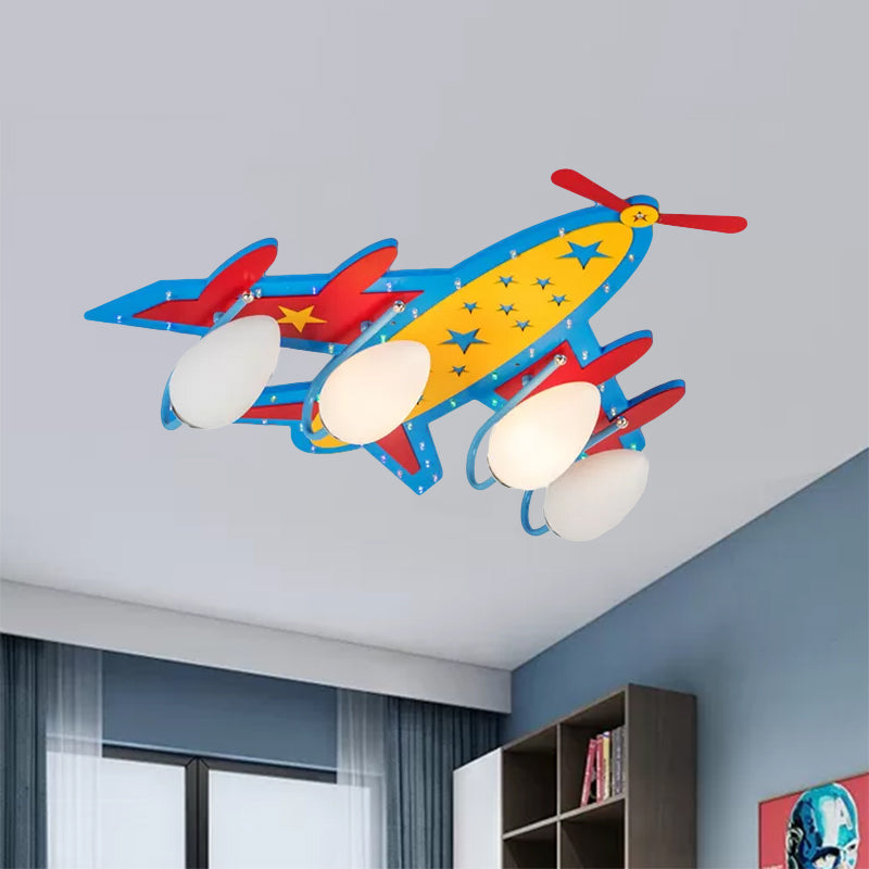 Chic Modern Flush Mount Ceiling Light Fixture With 3 Multi-Color Metal Bulbs For Kindergarten