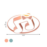 Cartoon Pink/Light Blue Led Flush Mount Ceiling Light With Musical Note Acrylic Design - Warm/White