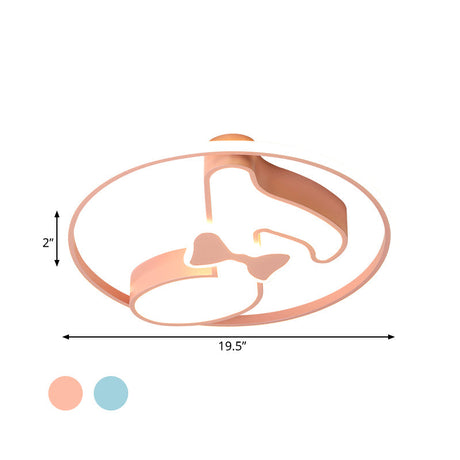 Kids Musical Note Ceiling Lamp In Pink/Light Blue - Acrylic Led Nursery Flush Mount Light With