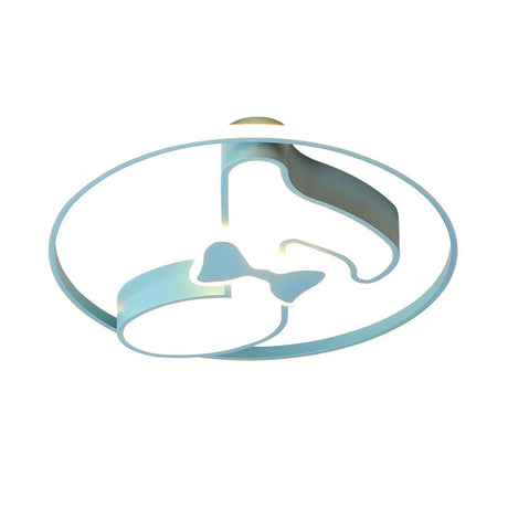 Kids Musical Note Ceiling Lamp In Pink/Light Blue - Acrylic Led Nursery Flush Mount Light With