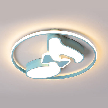 Kids Musical Note Ceiling Lamp In Pink/Light Blue - Acrylic Led Nursery Flush Mount Light With