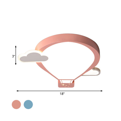 Cartoon Acrylic Led Ceiling Light: Hot Air Balloon Theme In Pink/Blue For Nursery