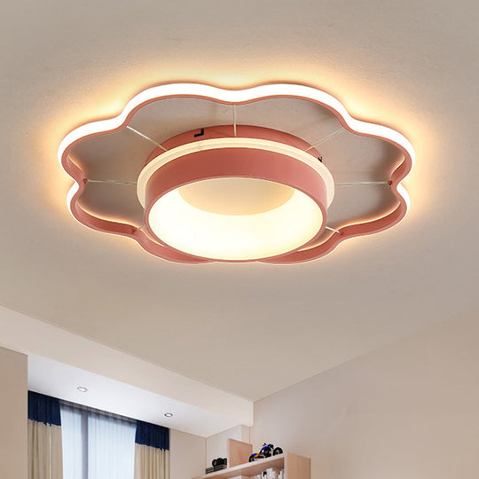 Flower Flush Mount Spotlight Kids Led Light In Pink/Gold – Warm/White Pink / Warm