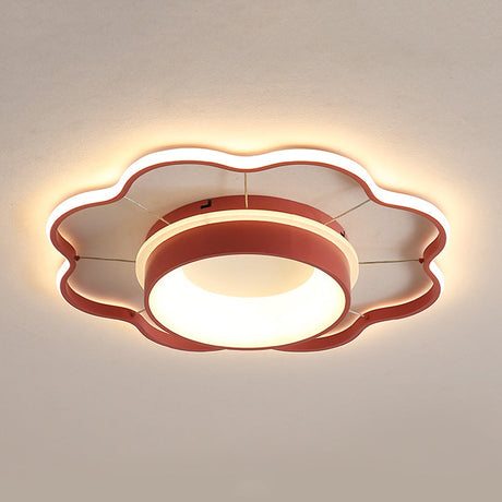 Flower Flush Mount Spotlight Kids Led Light In Pink/Gold Warm/White