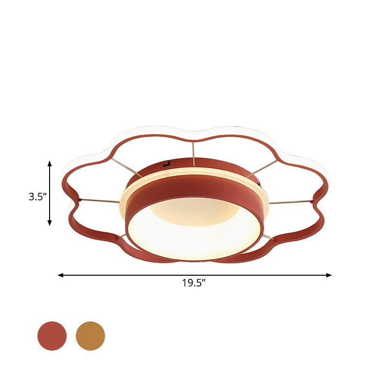 Flower Flush Mount Spotlight Kids Led Light In Pink/Gold Warm/White