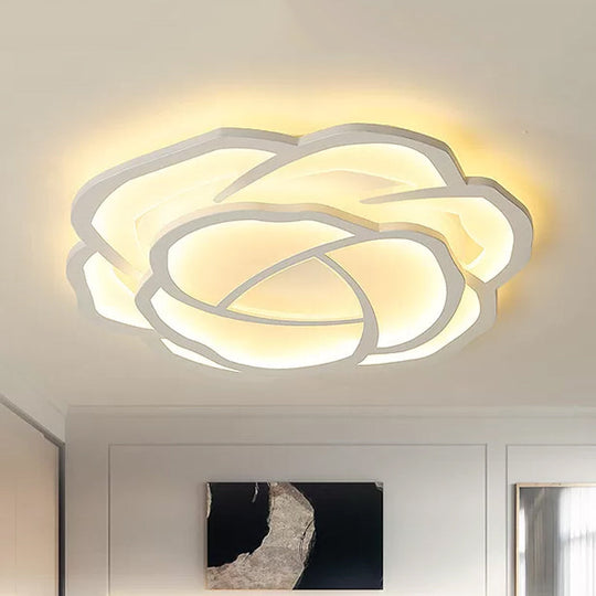 Blossom Acrylic Led Flush Mount Light: Minimalistic White Recessed Lighting With 3-Color Options /