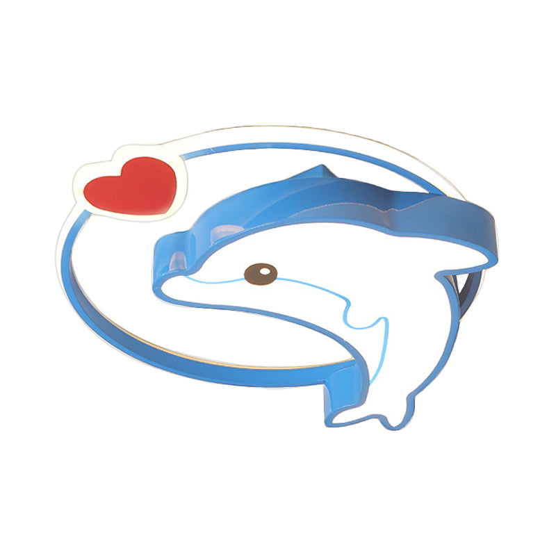 Blue Dolphin Led Acrylic Flush Mount Ceiling Light Fixture In Warm/White For Nursery