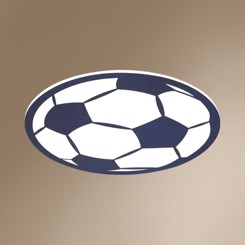 Cartoon Football Led Flush Ceiling Light For Nursery - White/Black/Pink