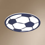 Cartoon Football Led Flush Ceiling Light For Nursery - White/Black/Pink