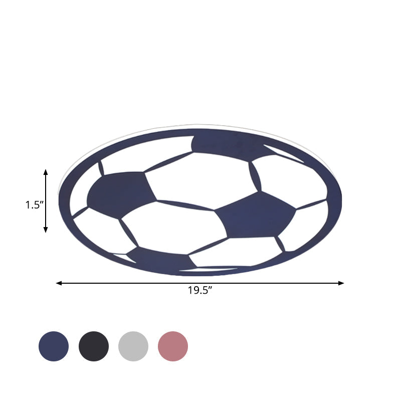 Cartoon Football Led Flush Ceiling Light For Nursery - White/Black/Pink