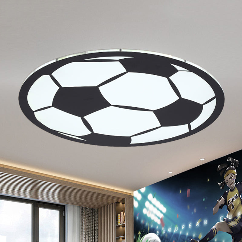 Cartoon Football Led Flush Ceiling Light For Nursery - White/Black/Pink Black